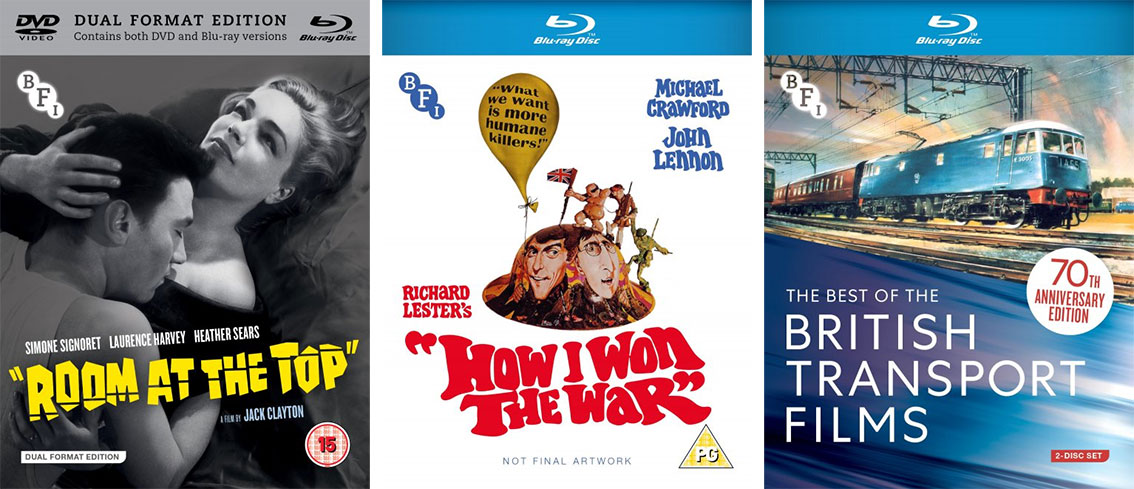 Room at the Top dual format, How I Won the War, The Best of the British Transport Films Blu-tray cover art