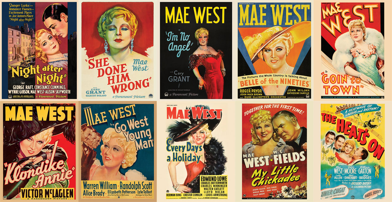 Mae West in Hollywood 1932-1943 film posters