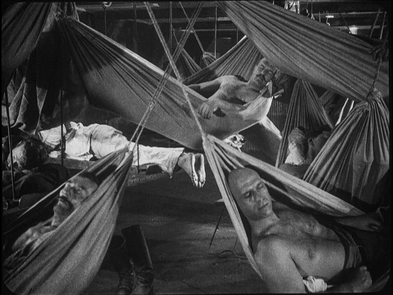 Sailors sleep in rough conditions in Battleship Potemkin