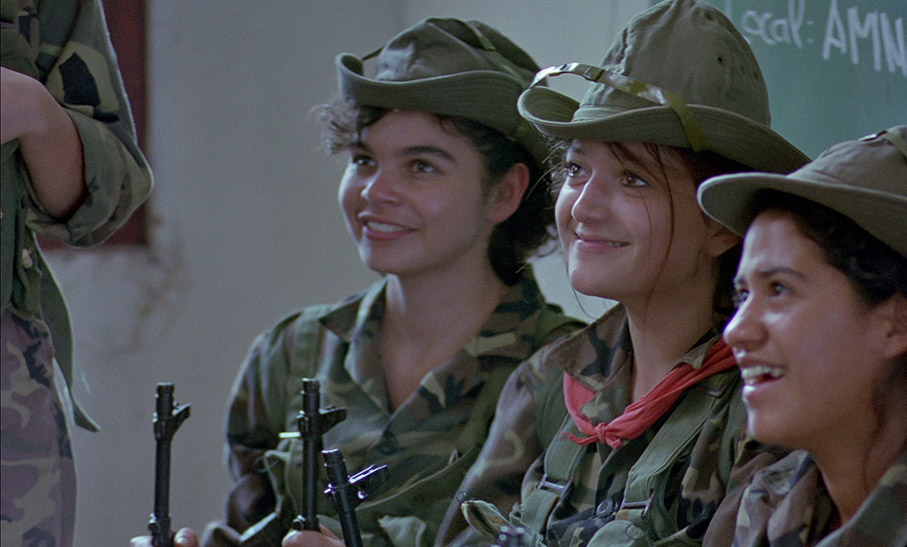 A group of young femals soldiers wonder if George has a girlfriend