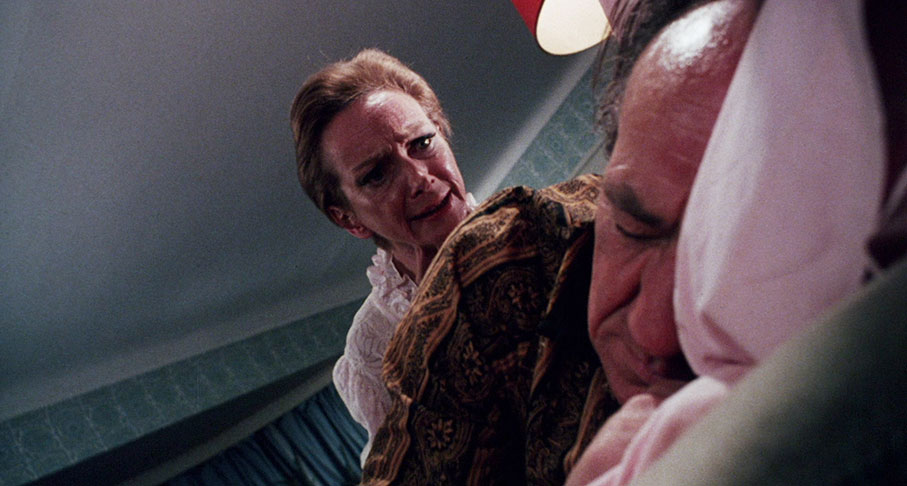 Lettice pesters George as he tries to sleep in one of the film's more stylised shots