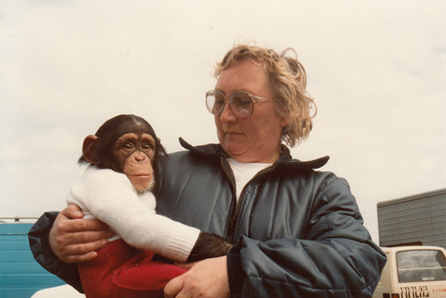 Rona with one of her chimps