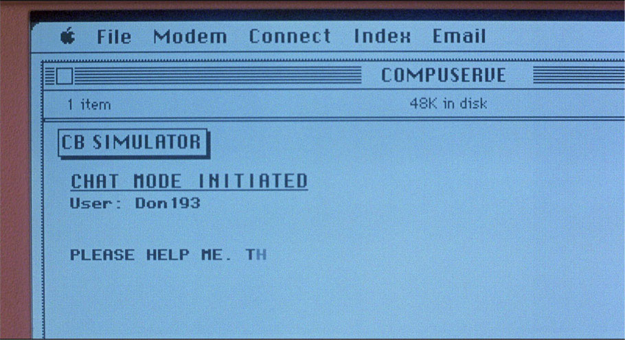 Old school interenet and operating system in Single White Female