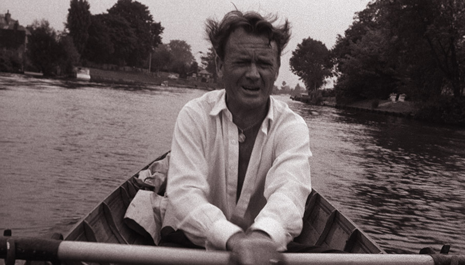 John Mills as halloran on a gloomy boating lake
