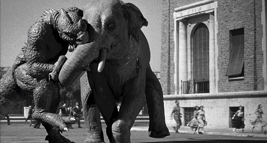 The Ymir battles an elephant