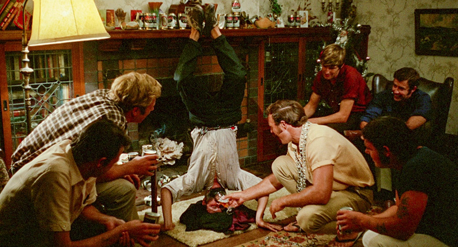 The locals engage in an unusual drinking game