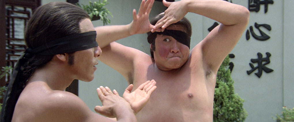 Fat Chun cheats in a blindfold fight in Warriors Two